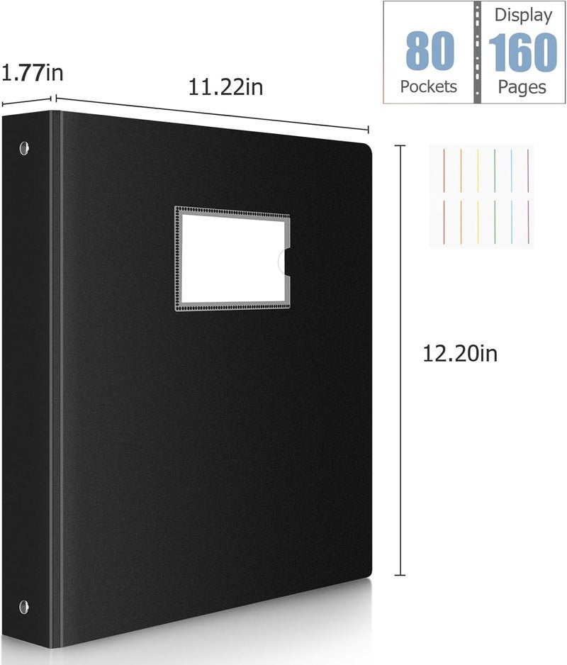 Uquelic 80-Pocket Binder with Plastic Sleeves for Letter/A4 Size(11" x 8.5"), Document Binder Organizer for Papers, Certificates and Artwork, Colorful PP Divider Pages for Presentation - Image 2